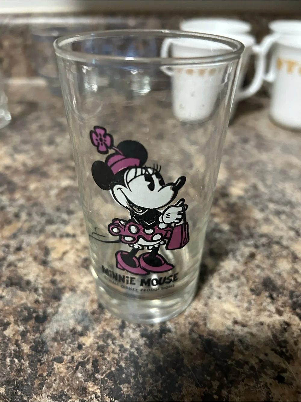 Disney Minnie Mouse Clear Glass Tumbler with Pink Accents